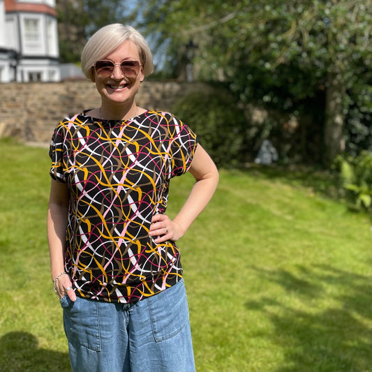 The Tina Tee Top - black multi ribbon