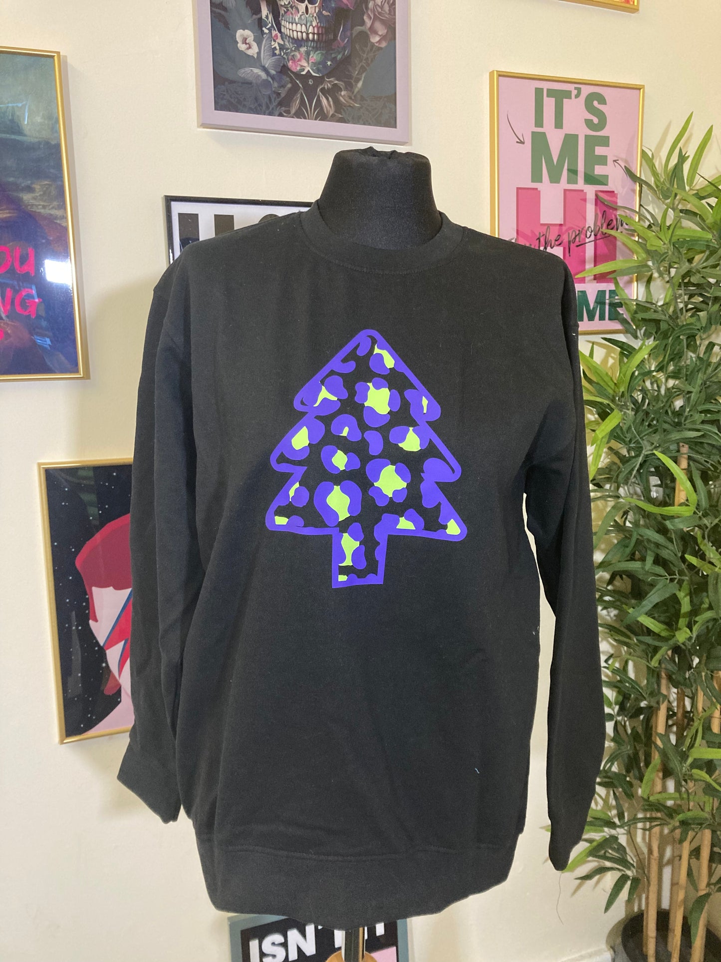 Black Xmas tree sweater size small