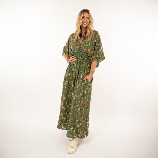 The Nora Dress - Green flowers