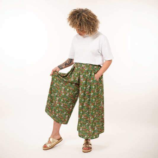 The Corrine Culottes - Green Flowers