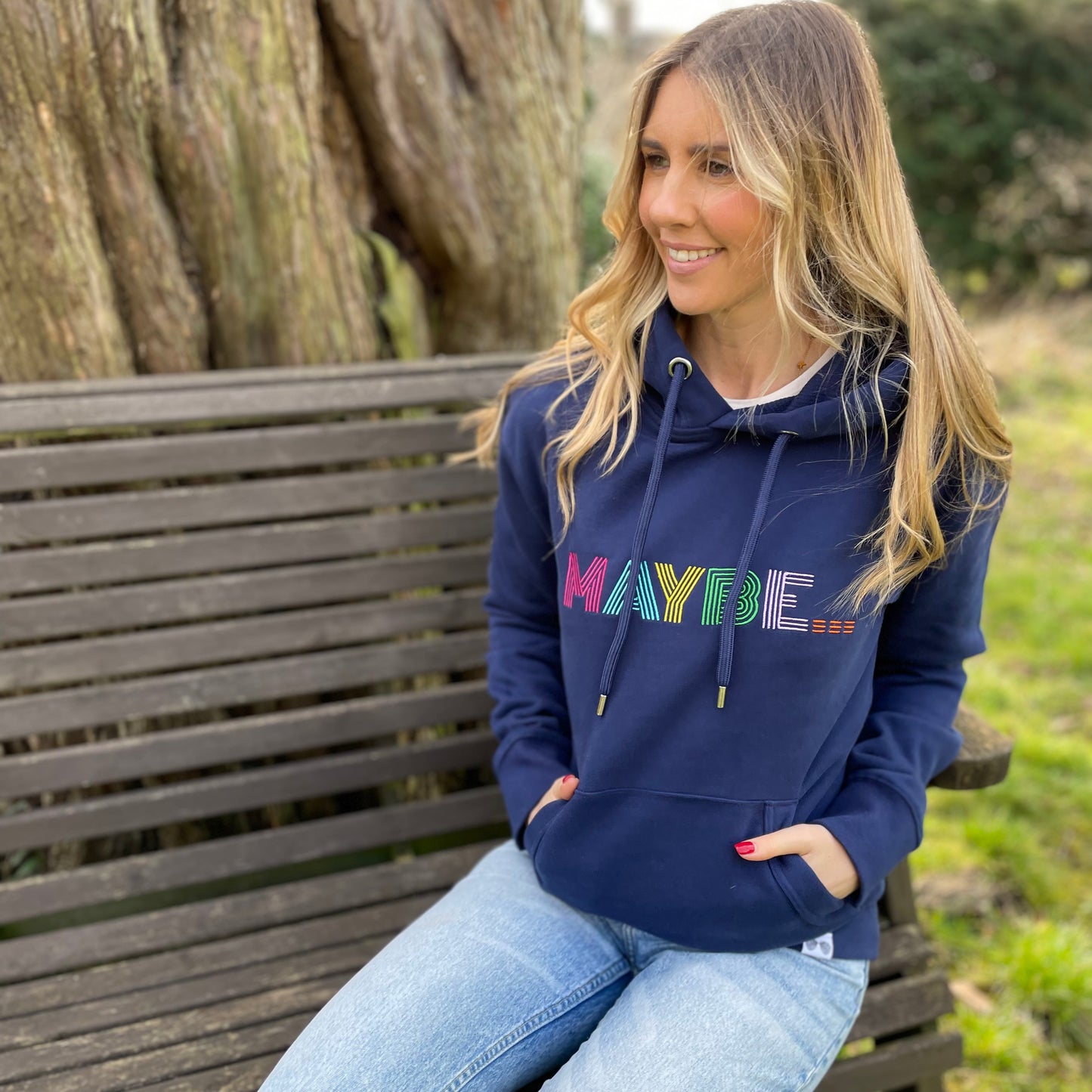 The Mavis organic hoodie - Multi thread, Navy